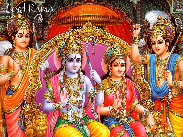 Lord Shri Ram With Sita Mata And Laxman HD Wallpaper