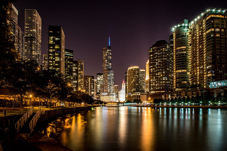 Chicago Elegant Chicago Skyline  Chicago   Background Chicago Night HD  wallpaper  Pxfuel