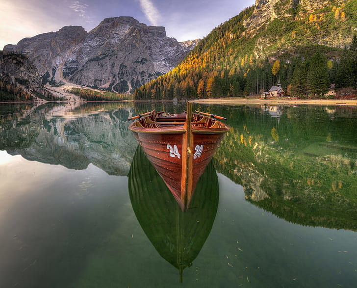 nature, boat, landscape, HD wallpaper