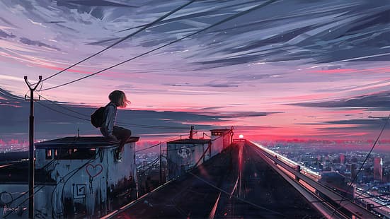 Anime Girl Looking for Sunset Wallpaper, HD Anime 4K Wallpapers, Images and  Background - Wallpapers Den