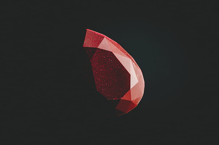 diamond, minimalist, minimalism, dark, hd, 4k, 5k, black, red, HD wallpaper