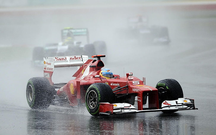 red and white Ferrari Formula 1, Fernando Alonso, competition, HD wallpaper