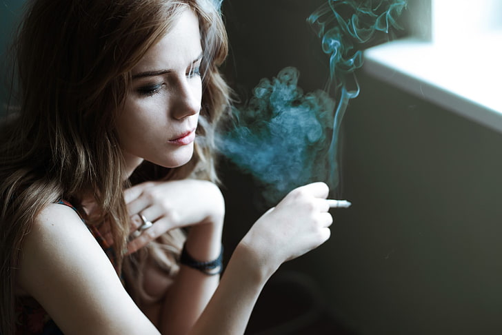 women, brunette, smoking, cigarettes, one person, real people