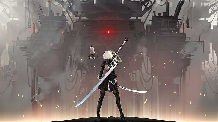 female character holding sword \, nier: automata, yorha no.2 type b, HD wallpaper