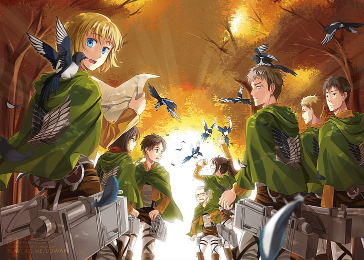 Anime, Attack On Titan, Armin Arlert, Connie Springer, Eren Yeager, HD wallpaper