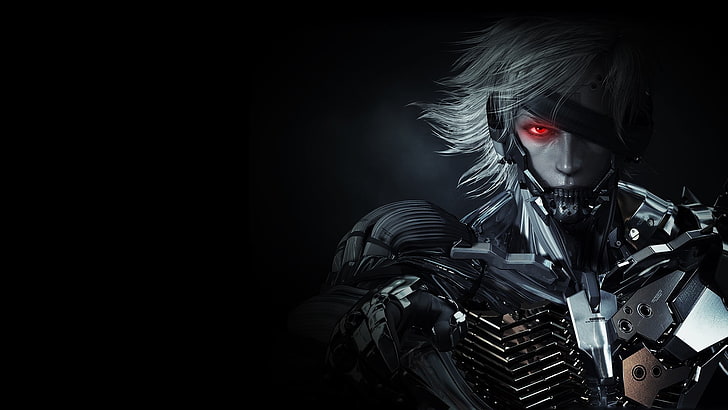 man with red eyes fictional character digital wallpaper, fantasy art