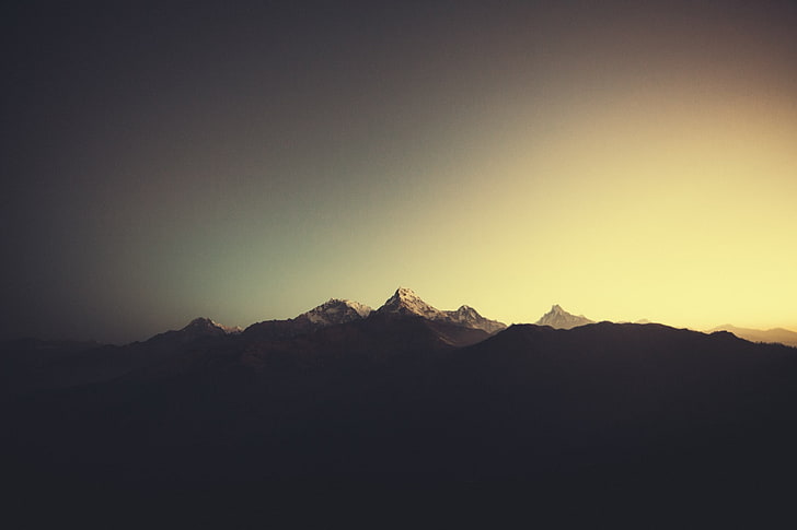 silhouette of mountain, silhouette of mountain range, landscape