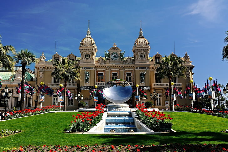 Monte Carlo, Palace, beige concrete building, monte-carlo, monaco, HD wallpaper