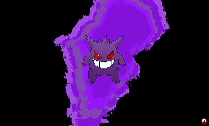 Snuble Let at ske Hjelm 800x1280px | free download | HD wallpaper: Pokémon, Gengar, purple  background, black background, red eyes | Wallpaper Flare