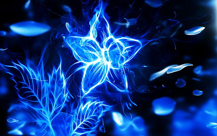 HD wallpaper: Blue fire flower ray-Vector design theme wallpaper, blue and  black neon flowers wallpaper | Wallpaper Flare