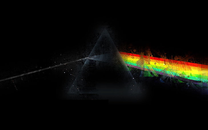 Pink Floyd The Dark Side of The Moon, triangle, rainbow, graphics, HD wallpaper