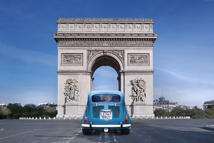 Arc de Triomphe, France, travel, car, monument, tourism, Paris