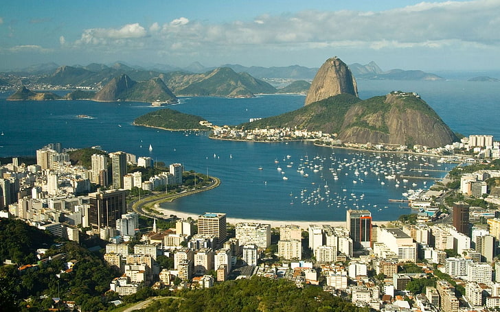 brown and white concrete buildings, city, gulfdock, brazil, rio de Janeiro, HD wallpaper