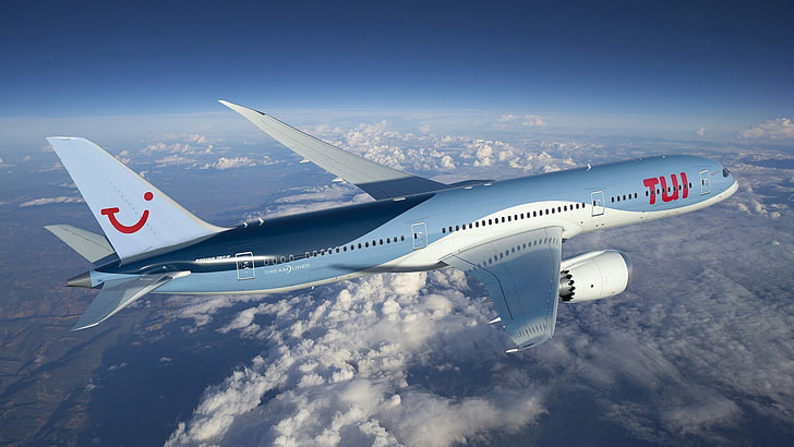 tui 787, airplane, aviation, flying, air vehicle, transportation, HD wallpaper