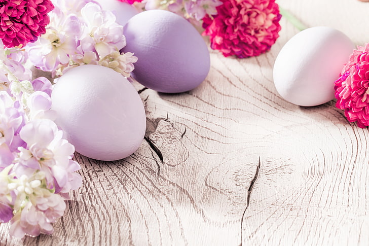 flowers, eggs, spring, Easter, decoration, Happy, HD wallpaper
