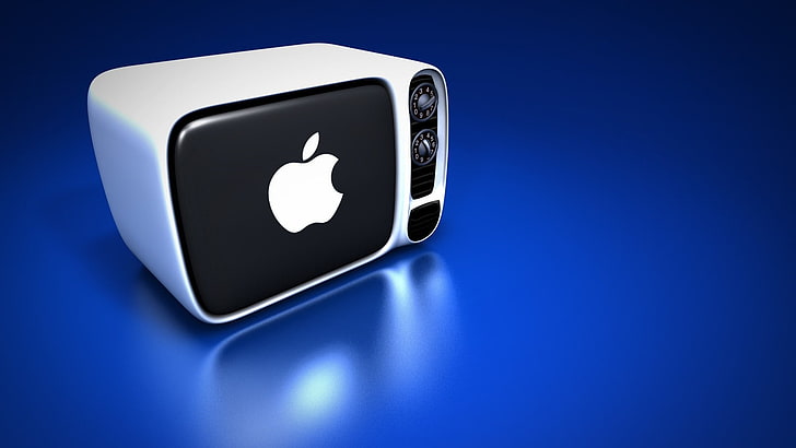 rectangular white and black Apple electronic device, Apple TV