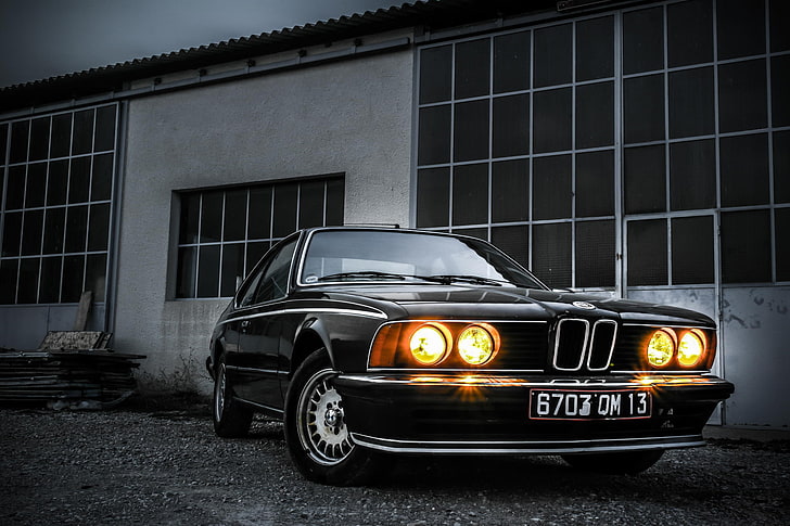 black BMW E30 coupe, car, Classic, E24, 635i, mode of transportation, HD wallpaper