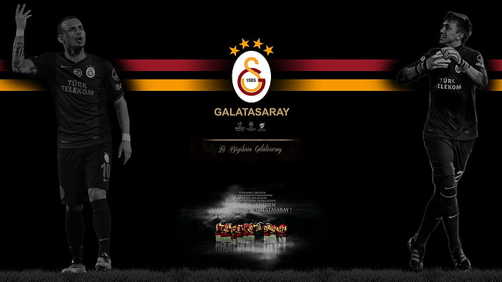 Galatasaray S.K., Fernando Muslera, Wesley Sneijder, western script, HD wallpaper