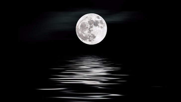 supermoon, moonlight, full moon, qinghai lake, saltwater lake, HD wallpaper