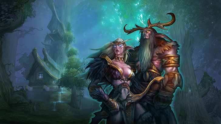 female character wallpaper, elves, Night Elves, World of Warcraft, HD wallpaper