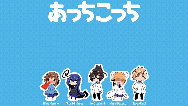 Acchi Kocchi, Tsumiki Miniwa, Io Otonashi, Mayoi Katase, blue, HD wallpaper