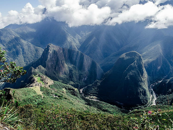 Machu Picchu, clouds, mountains, Peru