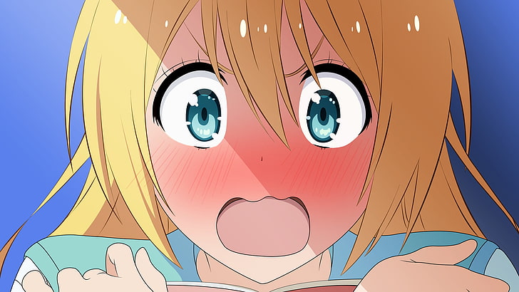 blushing, anime girls, Kirisaki Chitoge, blonde, school uniform, HD wallpaper