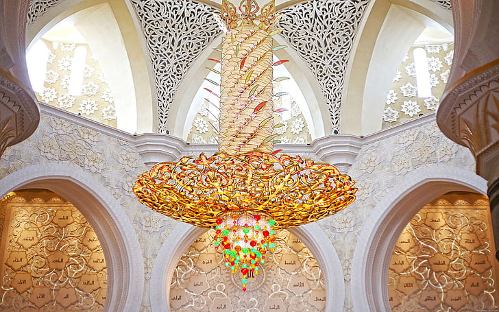 HD wallpaper: Sheikh Zayed Grand Mosque In Abu Dhabi United Arab Emirates  Chandelier Crystals In Different Colors Hd Wallpaper 1920×1200 | Wallpaper  Flare