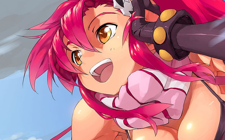pink hair female Anime character digital wallpaper, anime girls
