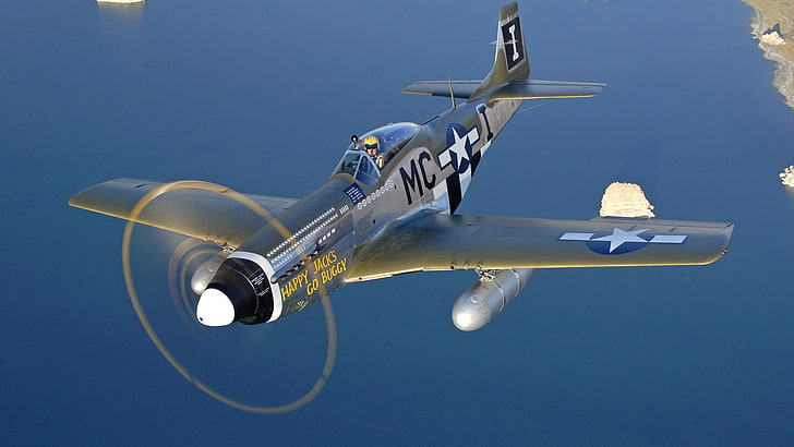 North American P-51 Mustang, airplane, air vehicle, sky, flying
