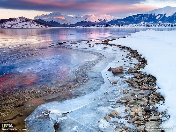tundra mountain, winter, nature, landscape, ice, snow, mountains, HD wallpaper