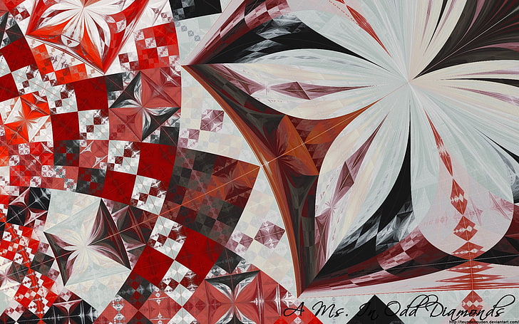 fractal, hexagon, triangle, digital art, 3D, diamonds, pattern