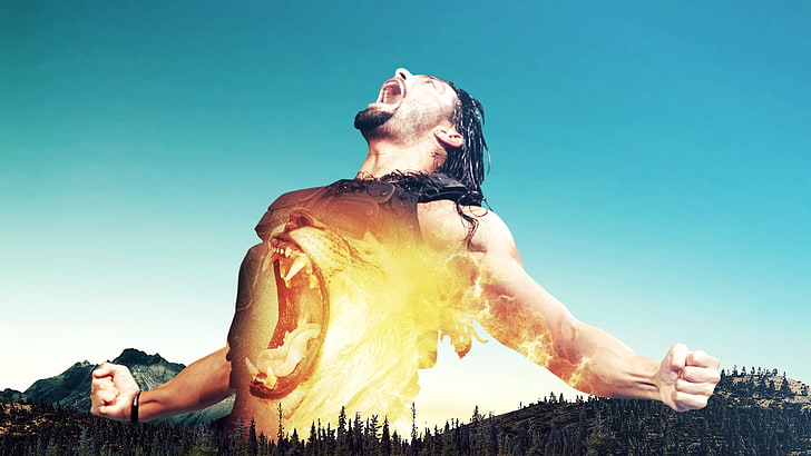 Roman Reigns Roar Ooh Ahh, sky, one person, real people, lifestyles, HD wallpaper
