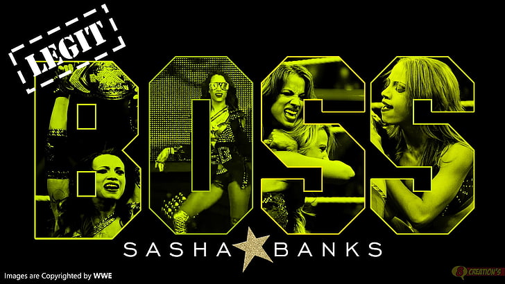 Boss Sasha Banks, WWE, wrestling, dyed hair, purple hair, text, HD wallpaper