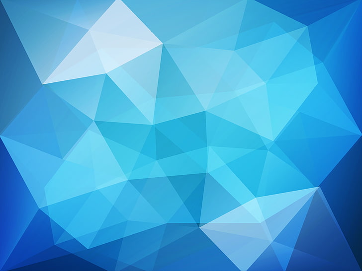 blue and teal abstract painting, low poly, digital art, pattern