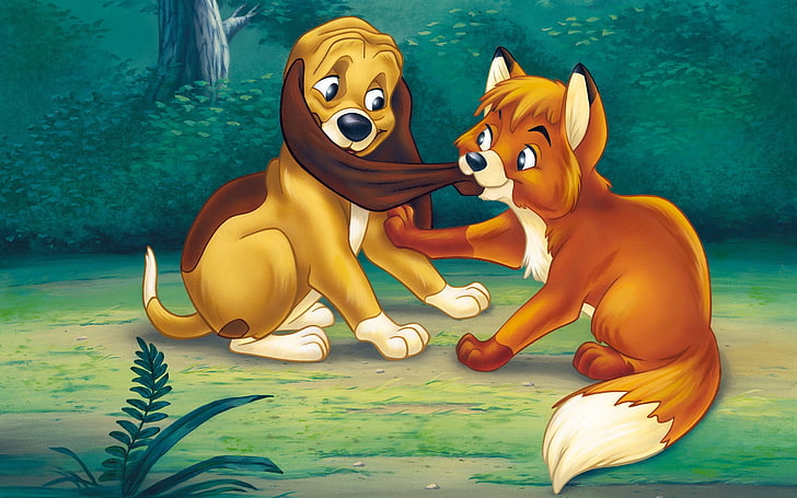 fox and dog illustration, the fox and the hound, tod, copper