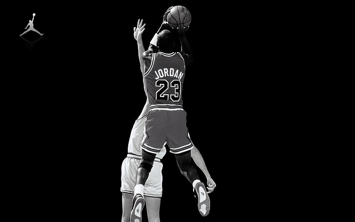 Michael Jordan wallpaper, black background, studio shot, one person