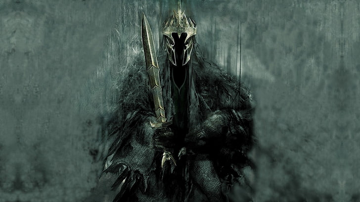 character holding sword digital wallpaper, Witchking of Angmar