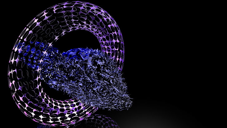 black and purple abstract 3D graphic wallpaper, abstraction, wireframe