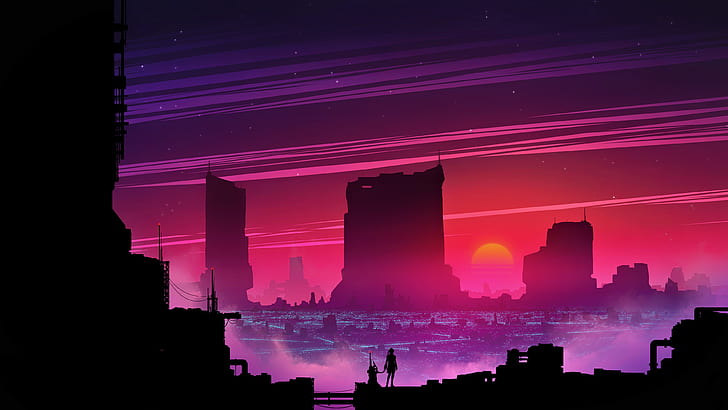 cyber city  Papel de parede vaporwave Wallpapers roxos Imagem de fundo  para iphone