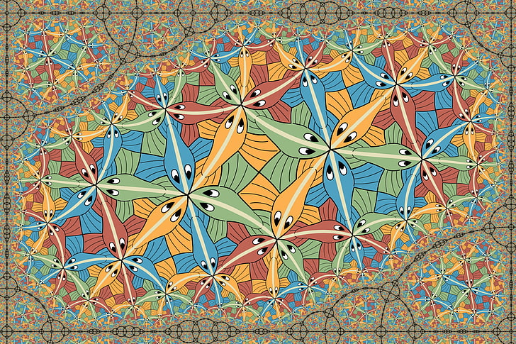 abstract painting, optical illusion, M. C. Escher, psychedelic