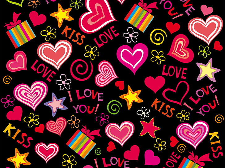 Love hearts, vector, romantic, Valentine day, HD wallpaper