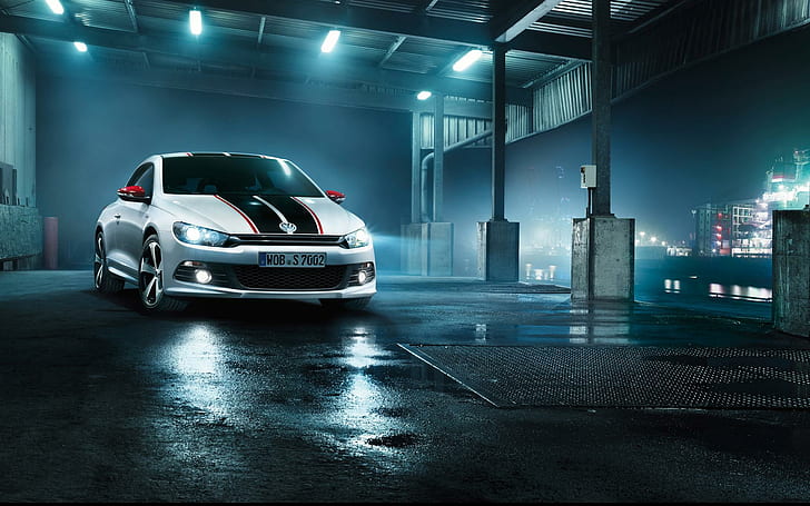 2012 Volkswagen Scirocco GTS, white and black sports car game application, HD wallpaper