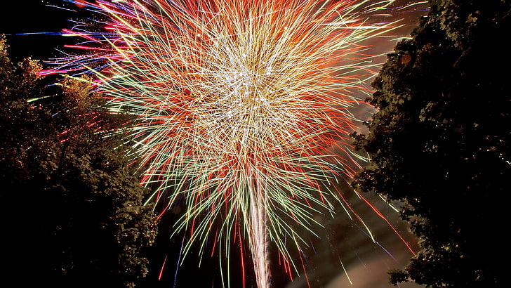 fireworks display during nighttime, celebration, event, illuminated