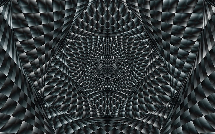 black illustration, abstraction, optical illusion, white, pattern
