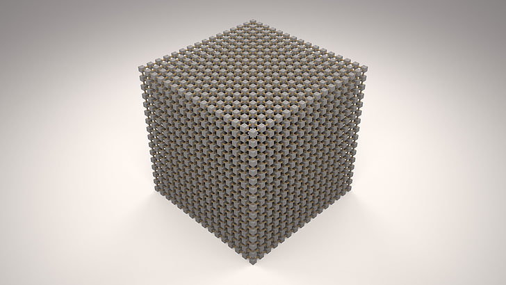 gray cube vector art, Minecraft, abstract, 3D, video games, simple background