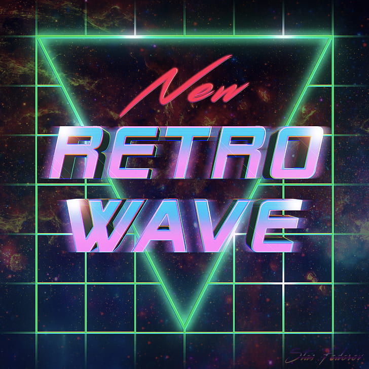neon, Retrowave, synthwave, 1980s, Photoshop, typography, digital art, HD wallpaper