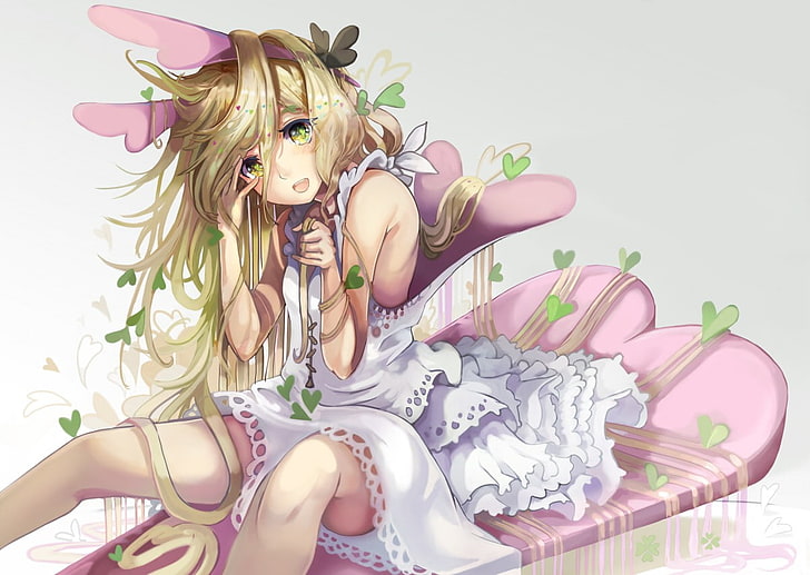 original characters, long hair, blond hair, dress, one person