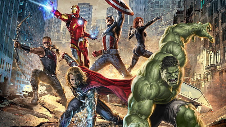 Marvel Avenges wallpaper, movies, The Avengers, Hawkeye, Hulk, HD wallpaper