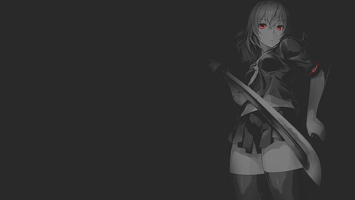 HD wallpaper: anime, black, white, women, dark, blades, sword, anime ...